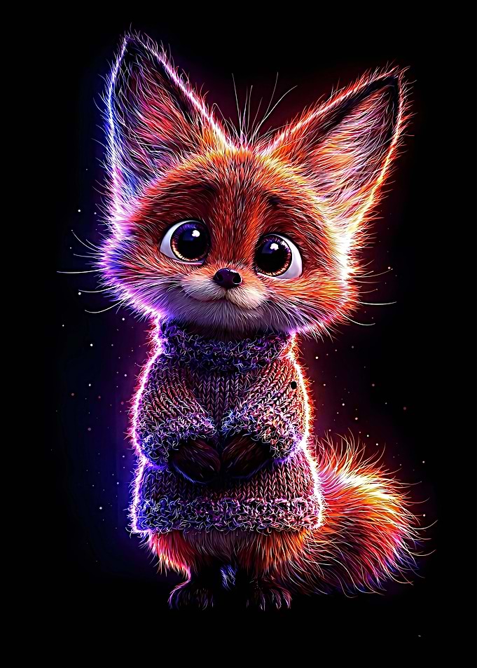 Great Art Cute Fox in Sweater