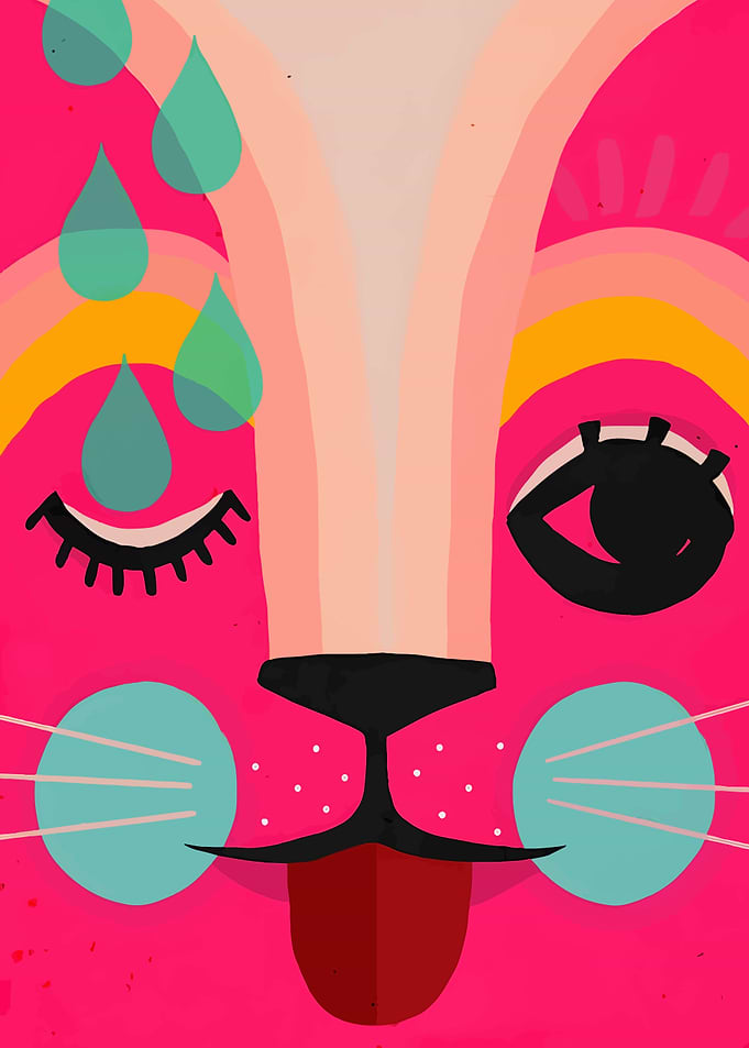 Cute Cartoon Animal Face with Tears