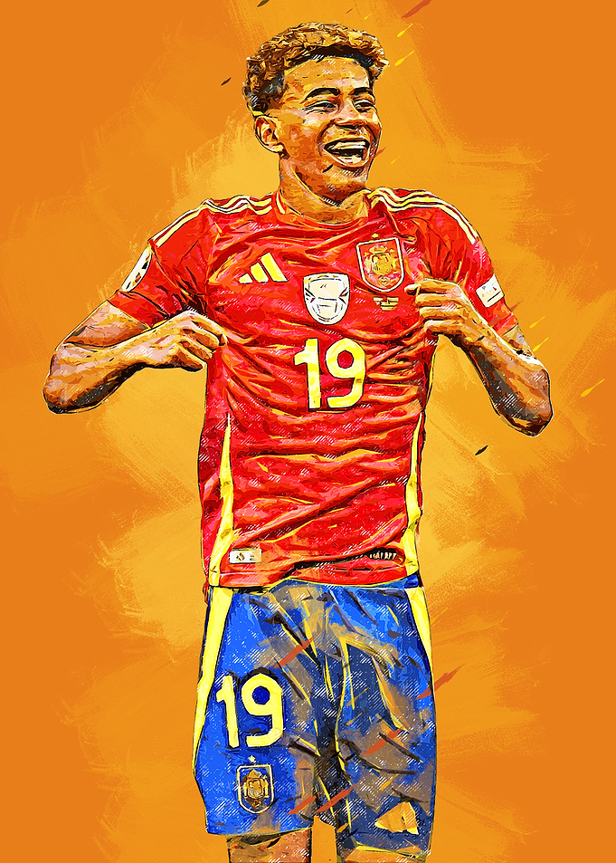 Yamal Soccer Player in Spain Jersey