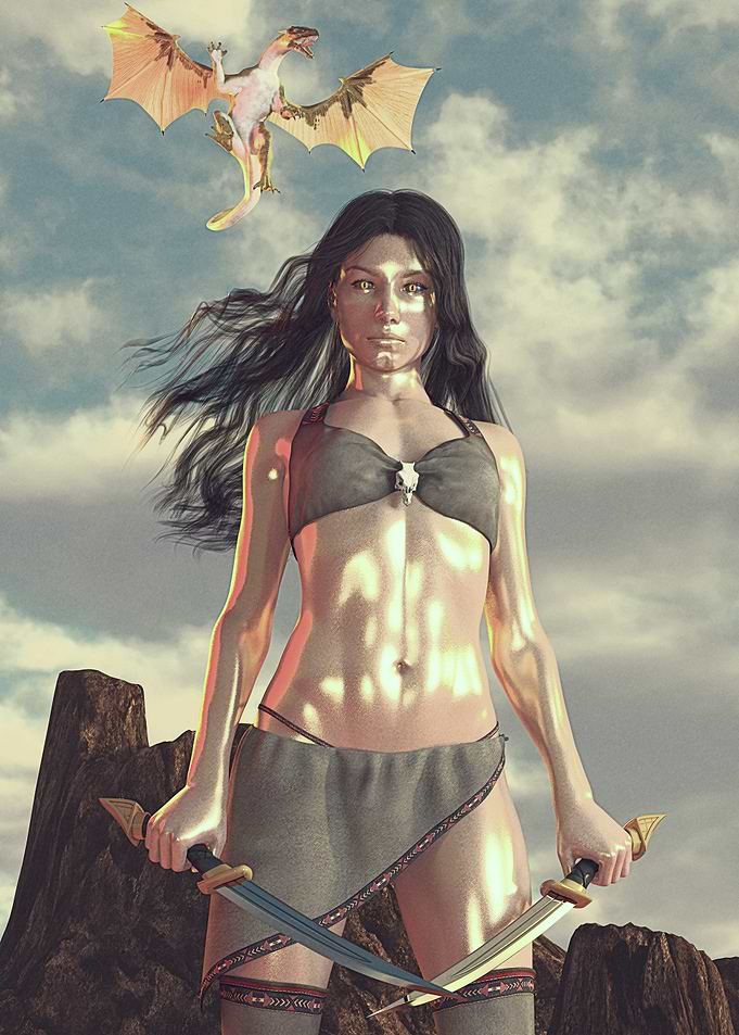 Warrior Dragon shifter Woman and Dragon