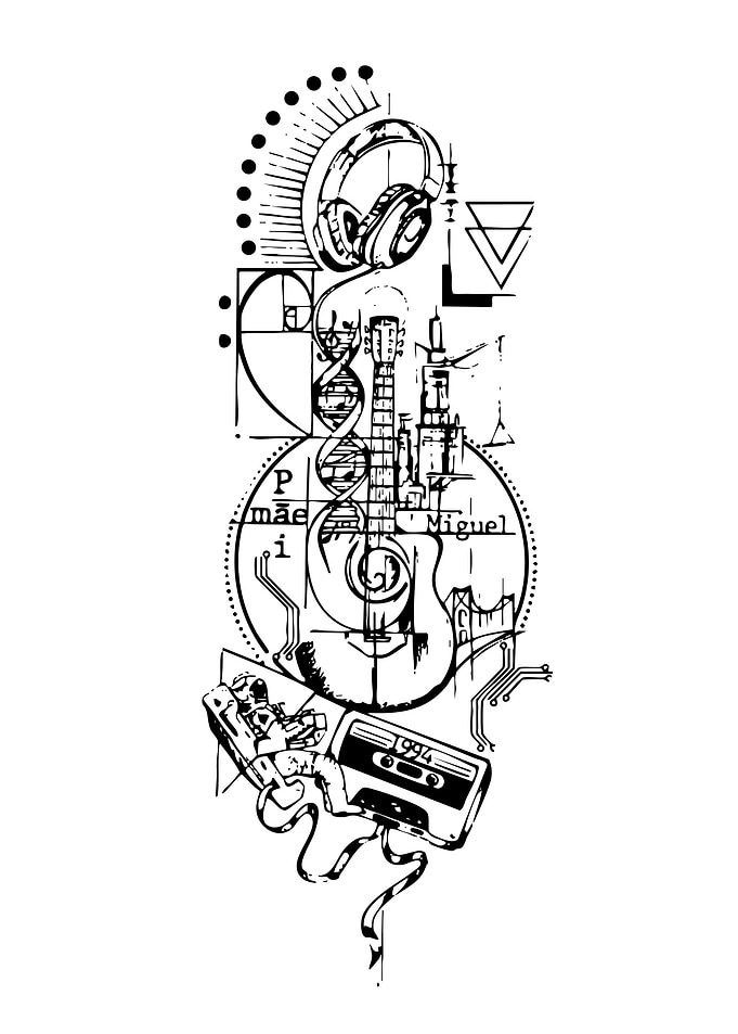 Music and Memories Black and White Art