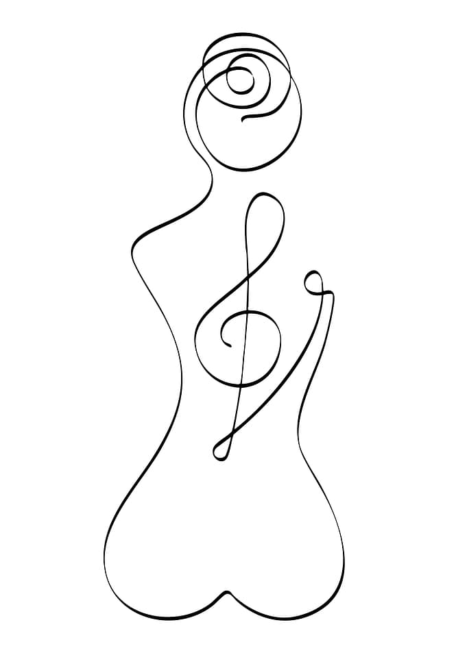 Minimalist Music Woman Line Art