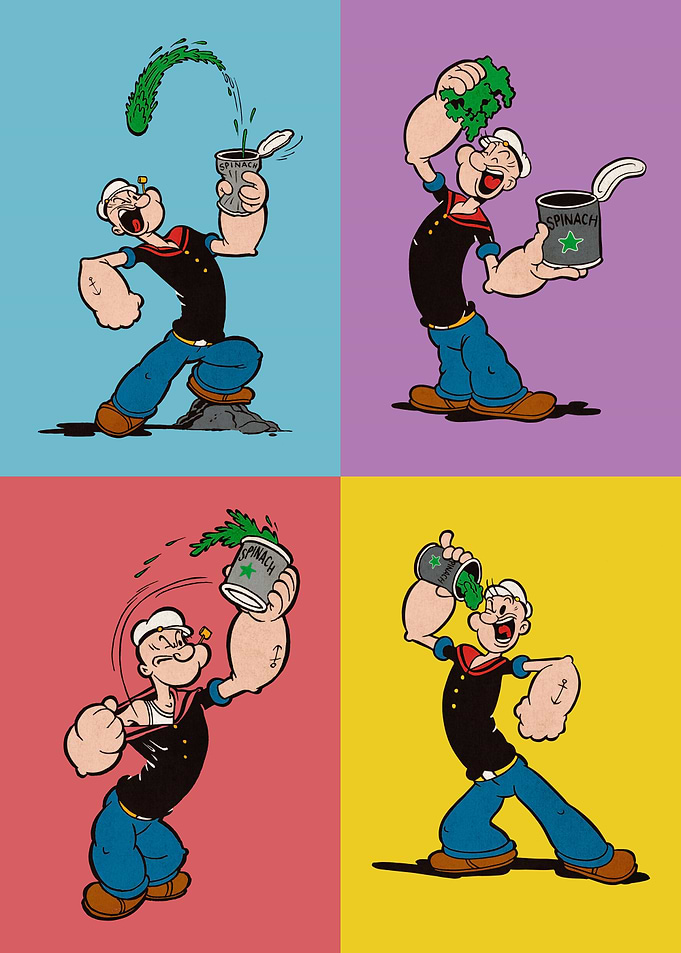 Popeye eating spinach