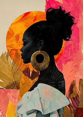 Afro Woman with Large Gold Earrings