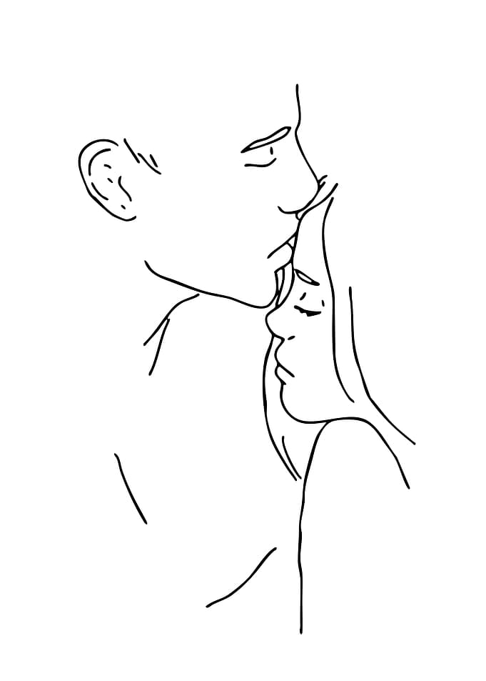 Minimalist Line Art: Affectionate Couple