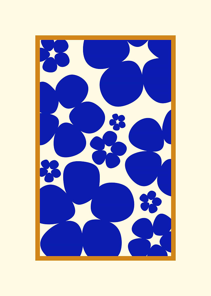 Retro Blue Flower Pattern