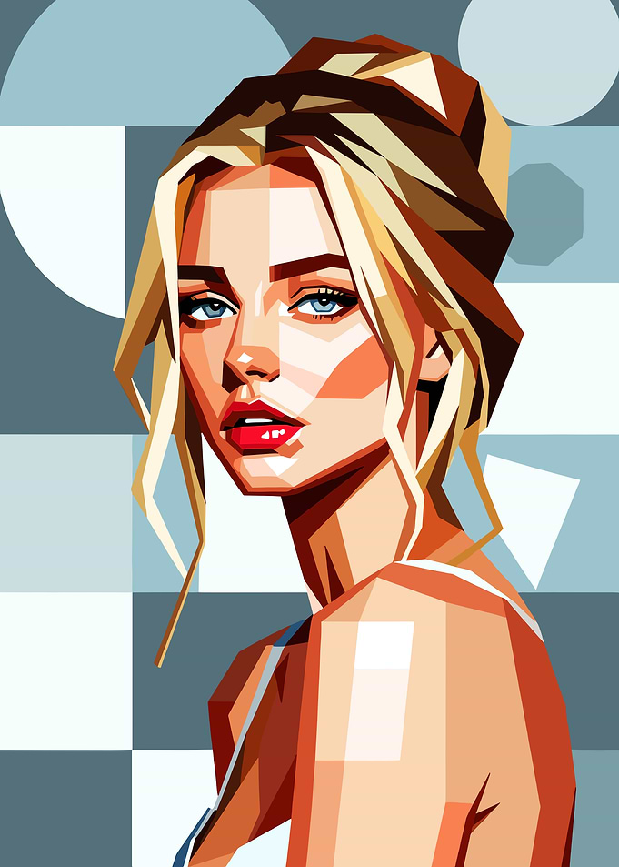 Geometric Portrait of a Blonde Woman