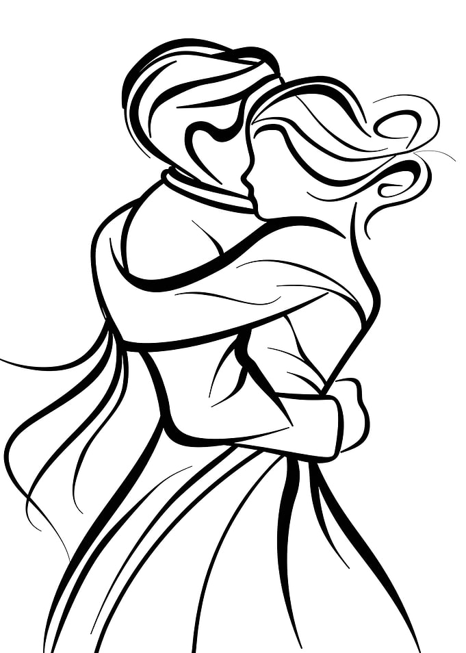 Couple Embracing Silhouette