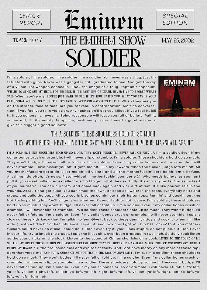 Eminem Soldier Lyrics Report