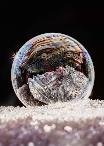 Frozen Bubble with Leaf Imprint