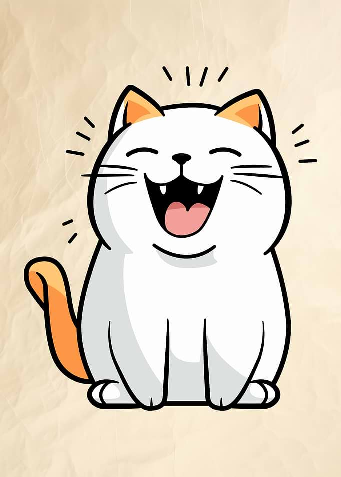 Happy Laughing Cat Illustration