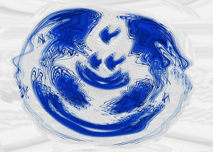 Abstract Blue and White Smiley Face 2S