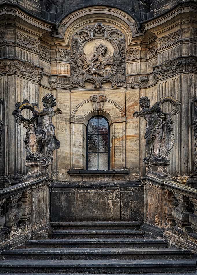 Baroque Architecture with Cherub Statues