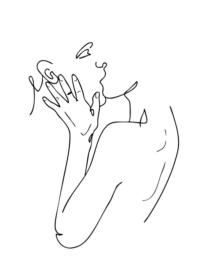 Minimalist Line Art: Kissing Couple