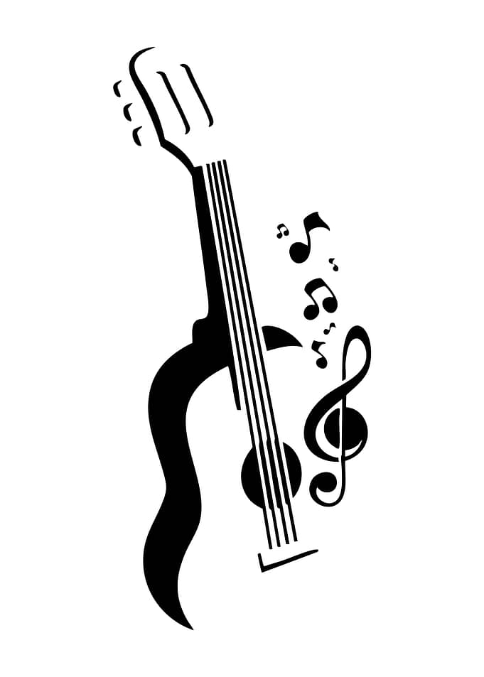 Guitar and Music Notes Black Silhouette