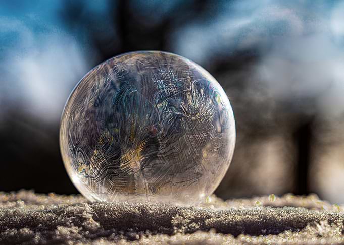 Frozen Bubble with Ice Crystals