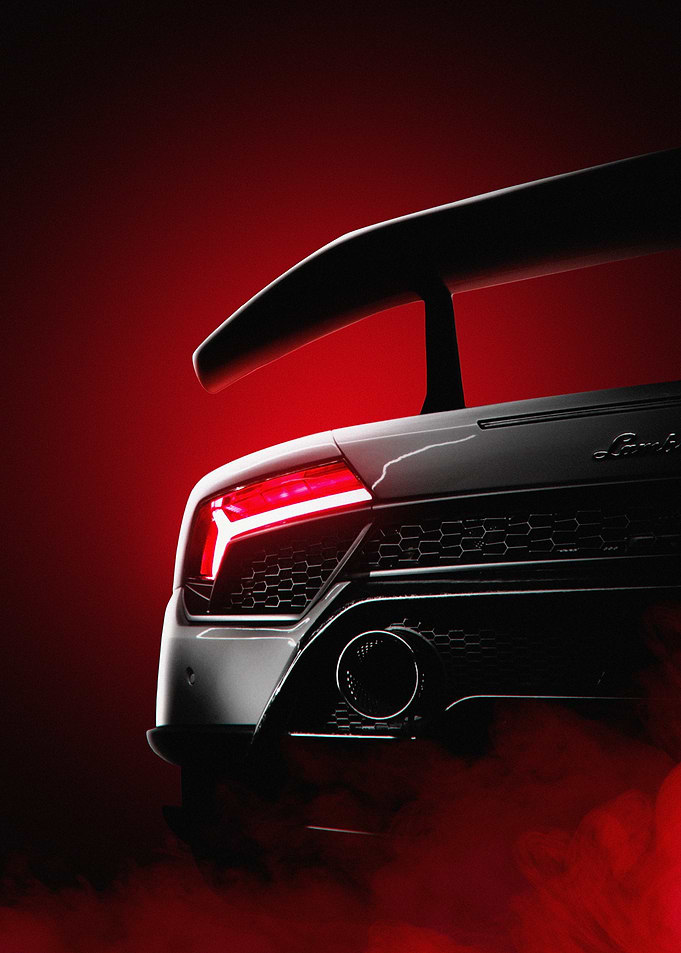Lamborghini Rear View on Red