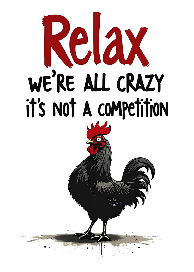 Relax, We're All Crazy Chicken Art