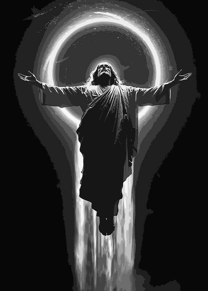 Jesus Ascending with Radiant Light