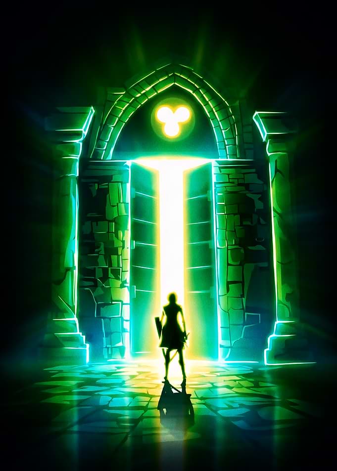 Mystical Portal with Figure Silhouette