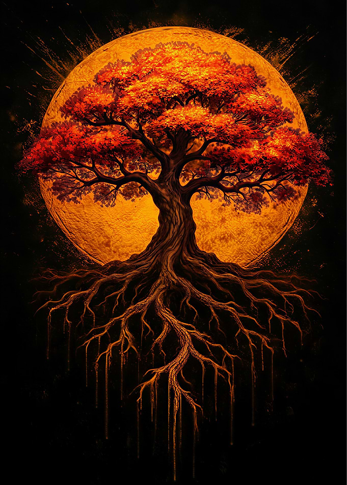 Tree of Life with Full Moon