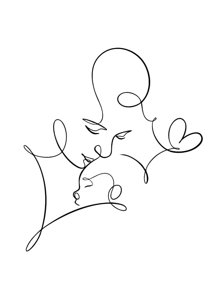 Mother and Child Line Art