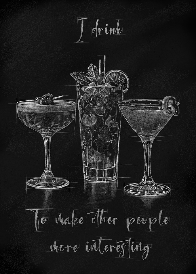 Cocktail illustration with inspirational quote