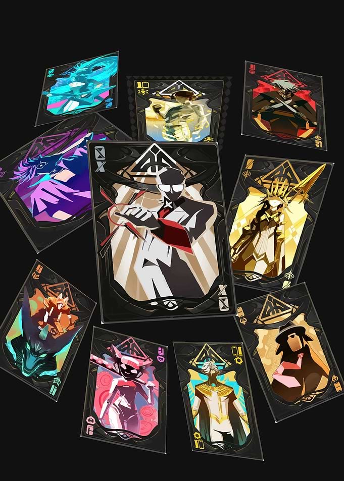 Stylized Character Playing Cards Illustration