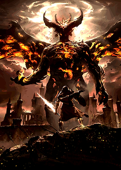 Epic Battle: Warrior vs. Fire Demon