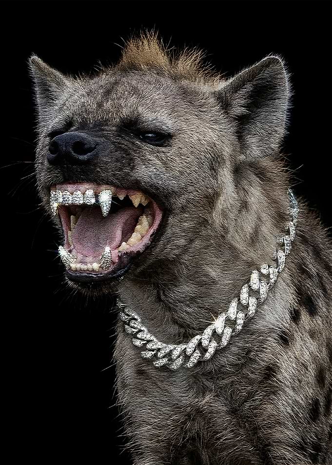 Hyena with Diamond Grill and Chain