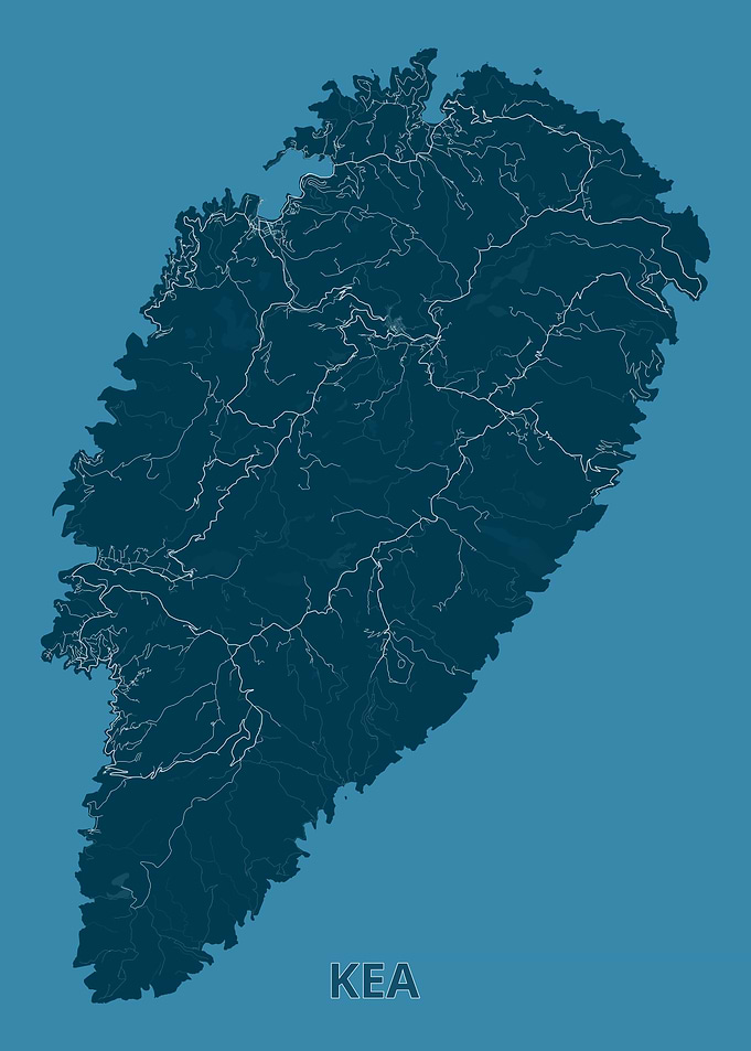 Kea Island Map - Detailed Topography