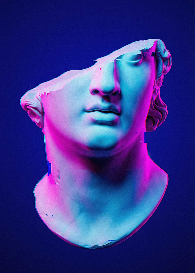 Glitch Art Sculpture Bust