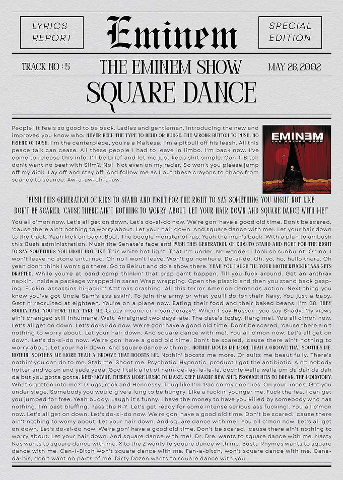 Eminem The Eminem Show Square Dance Lyrics