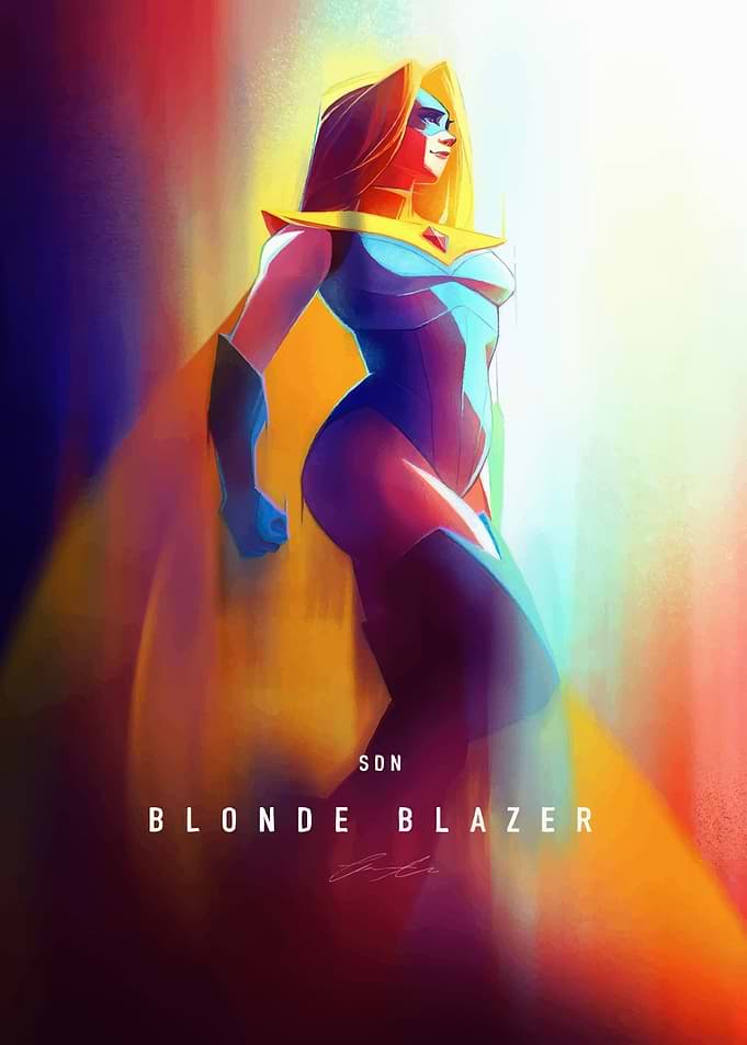 Blonde Blazer Superhero Digital Art