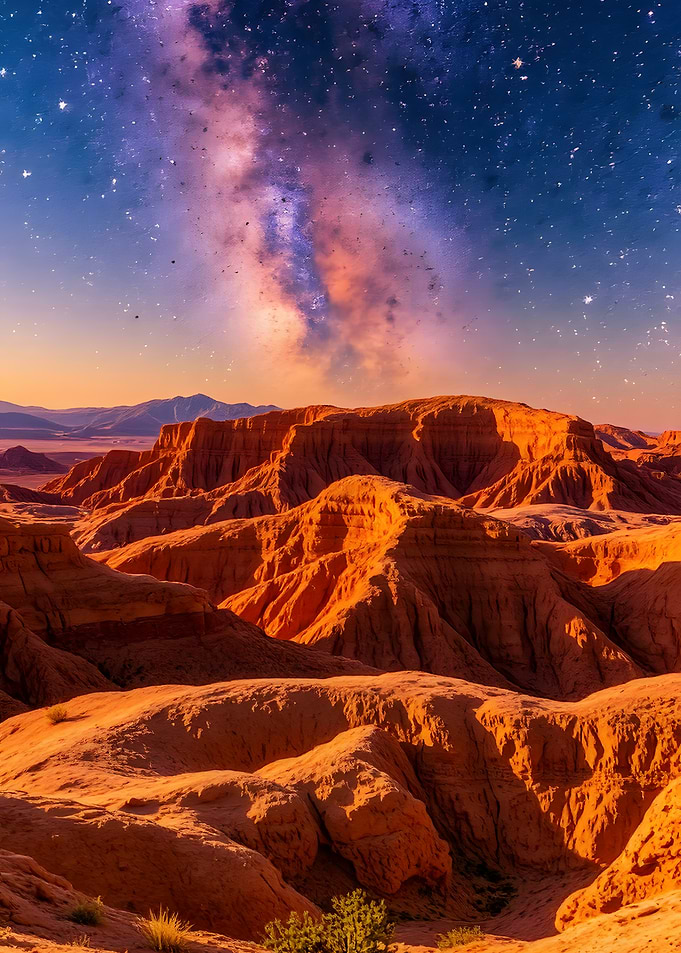 Desert Landscape with Milky Way