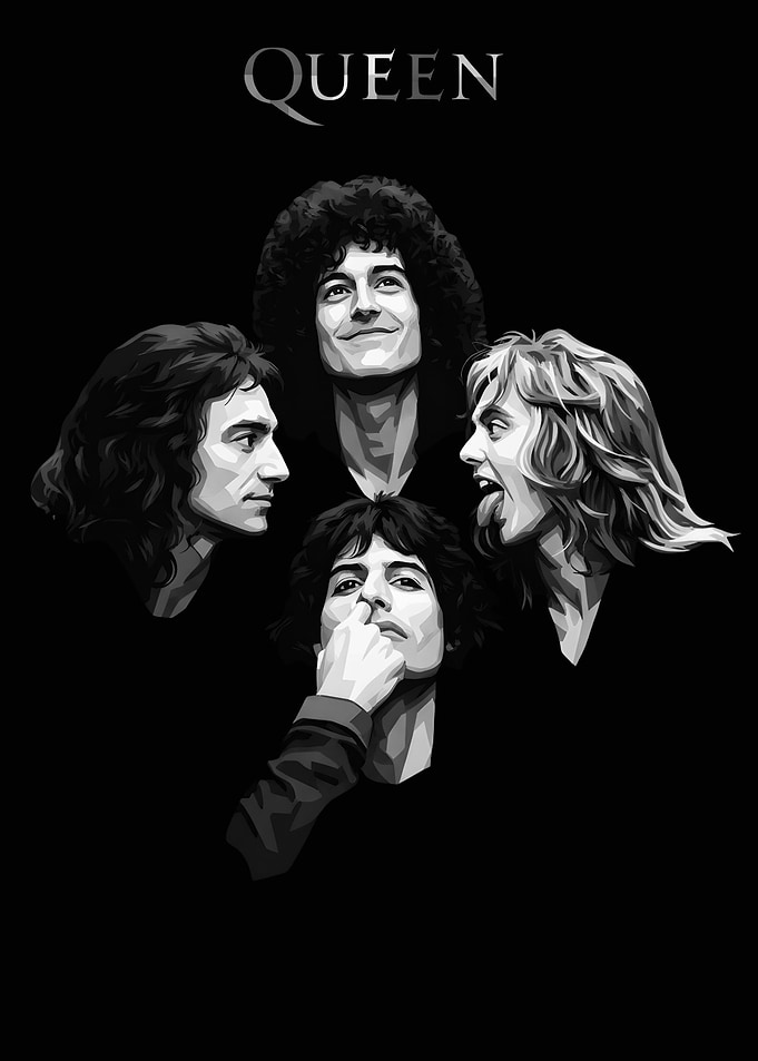 Queen Band Portrait in Black and White
