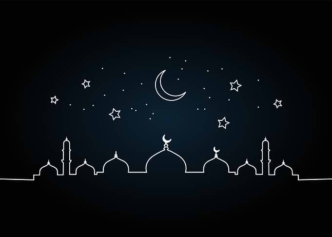 Mosque Silhouette Under Starry Night Sky