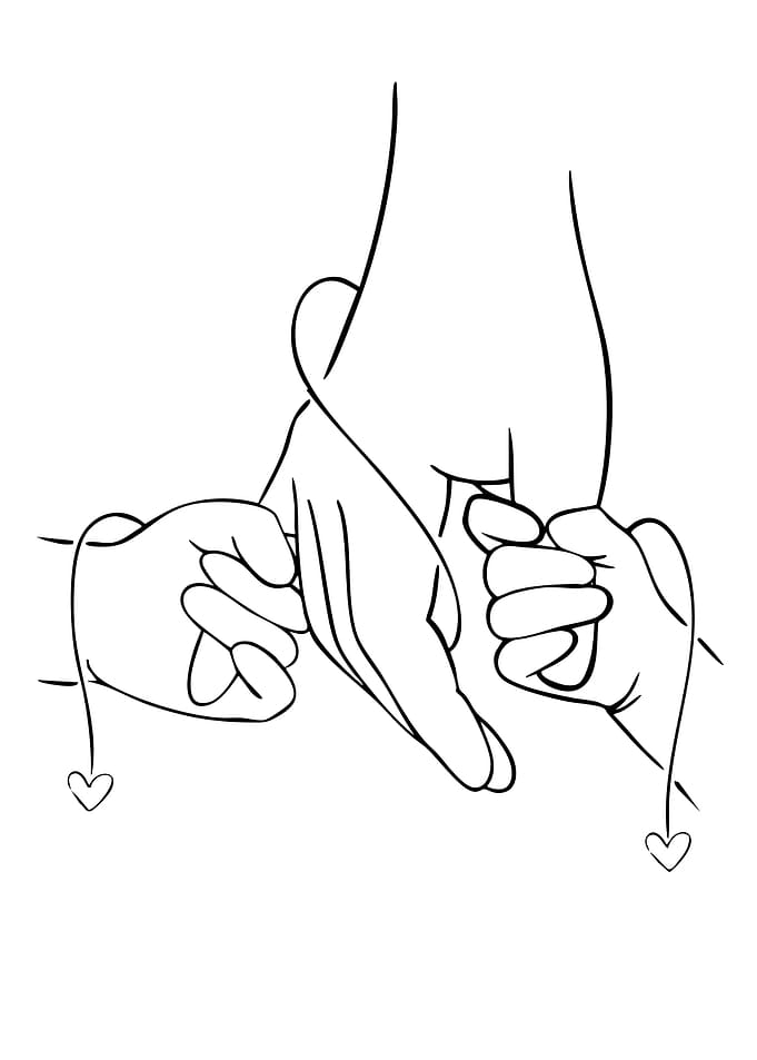 Family hands line art illustration
