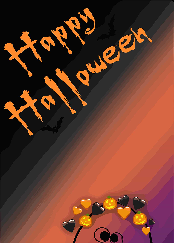 Happy Halloween with Pumpkins and Bats