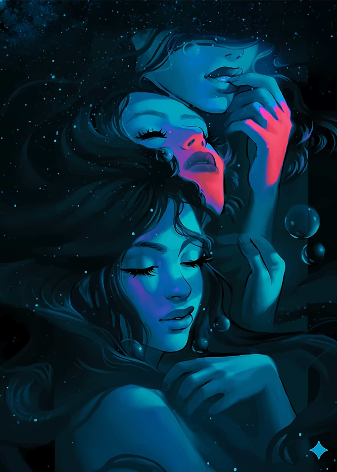 Cosmic Dreamscape of Two Women
