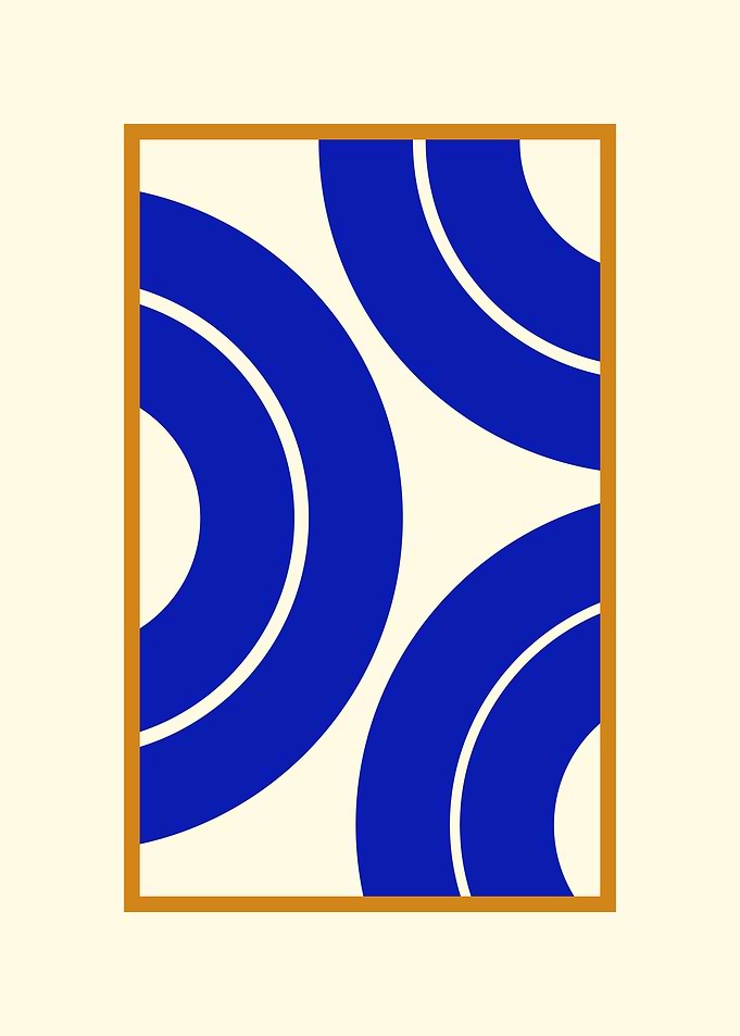 Cobalt Blue Geometric Arches