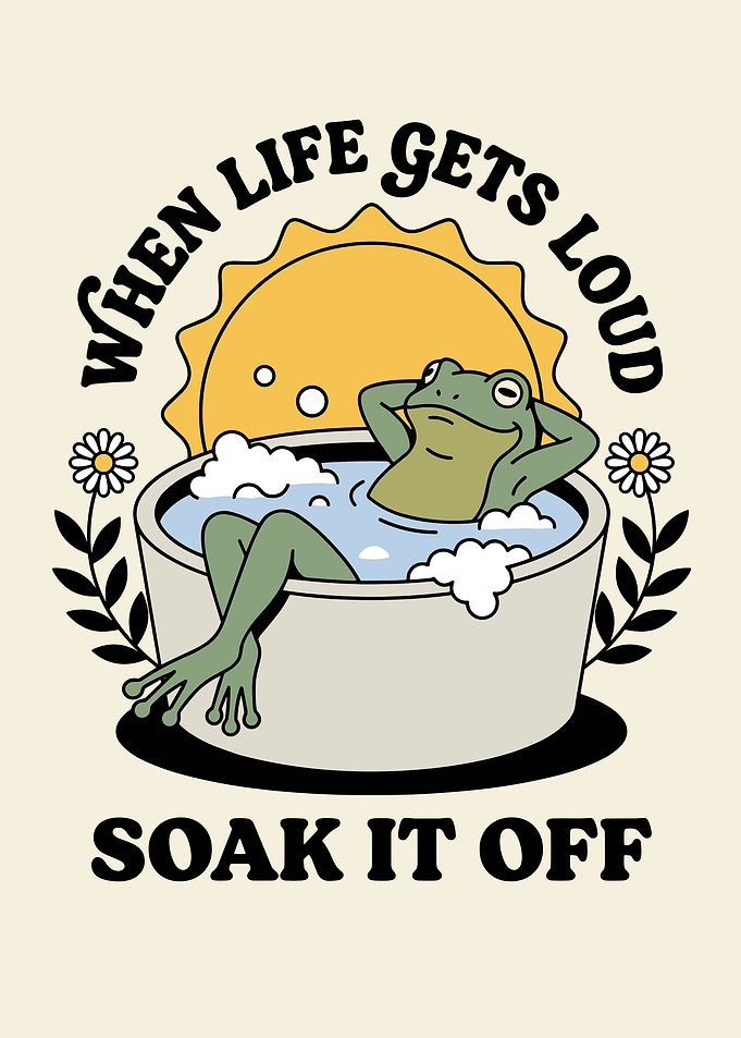 Frog relaxing in a bathtub