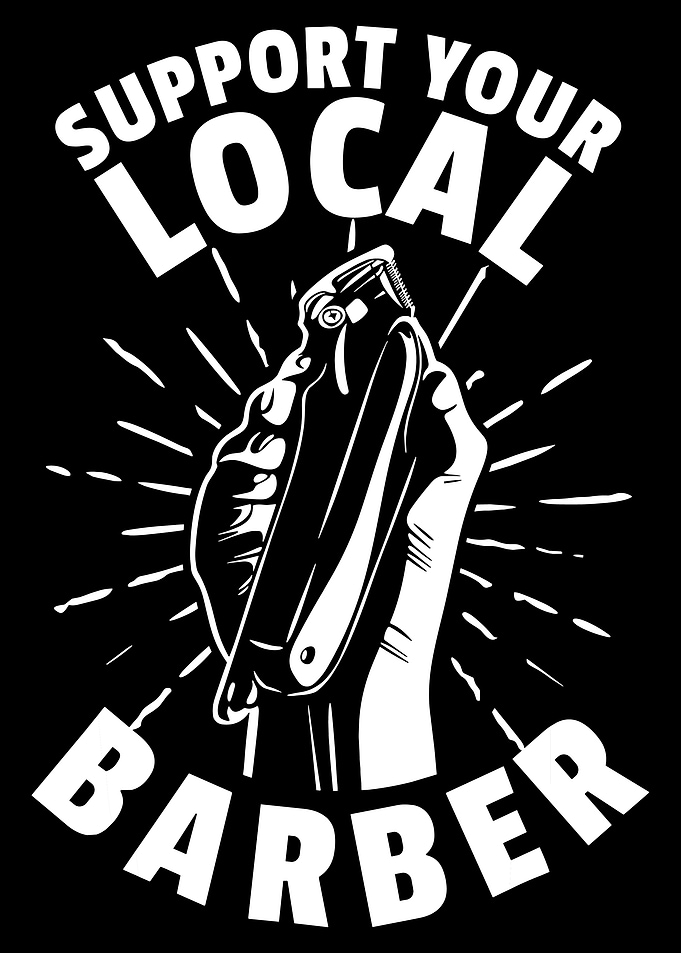 Support Your Local Barber Poster, Straight Razor Barbershop Wall Art, Vintage Barber Print