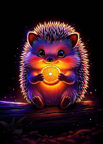 Glowing Hedgehog with Orange Slice