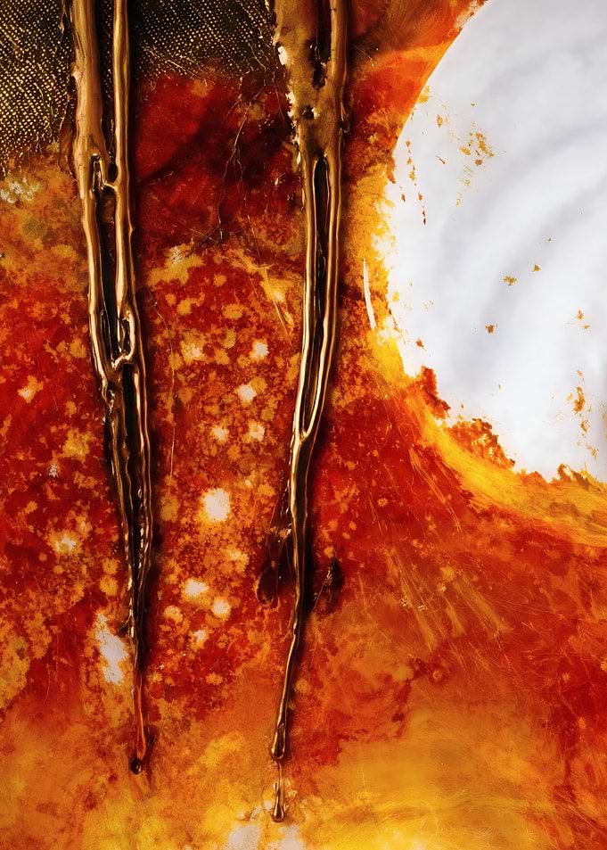 Molten Gold – Fiery Abstract Drips – Abstract Porcelain #10