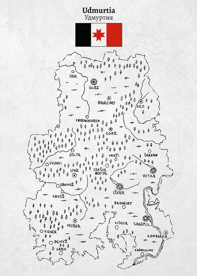 Handdrawn Map of Udmurtia