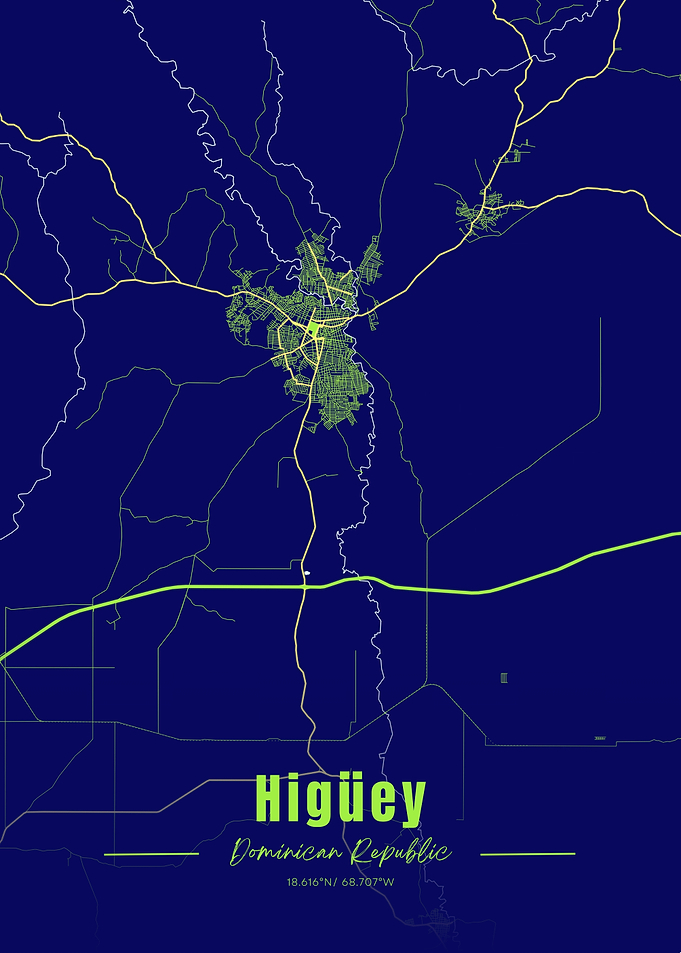 Higüey Dominican Republic Map Art