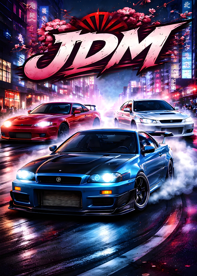 JDM Cars Racing at Night