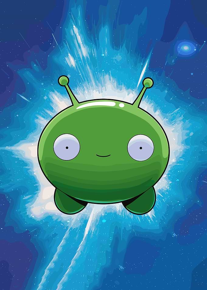 Green Alien in Space