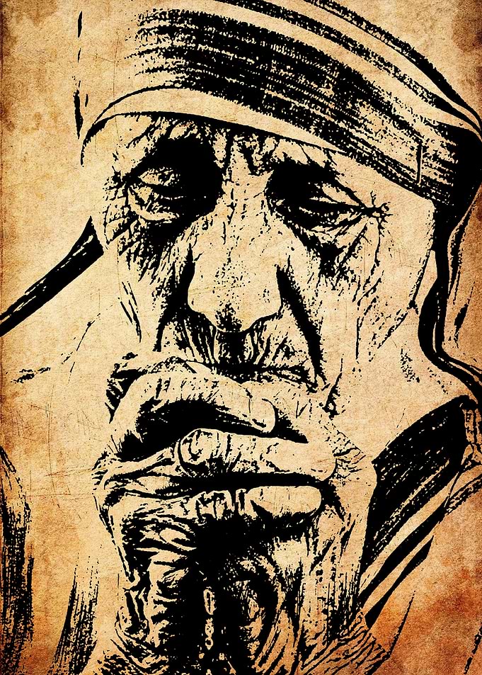 Mother Teresa Portrait in Black and White
